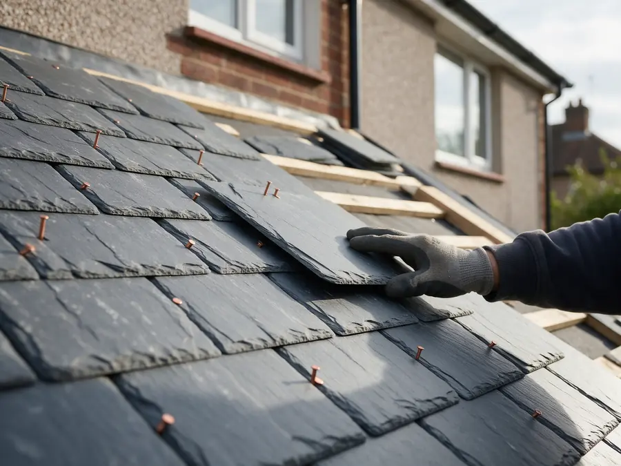 New natural slate roof